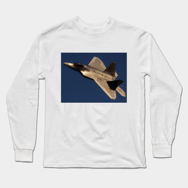 F-22 Raptor in Afterburner Long Sleeve T-Shirt by acefox1